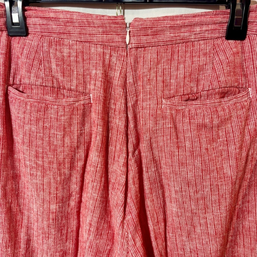 Banana Republic Linen Blend Red Striped Sailor Button Pant Cream Stripe Wide Leg - Picture 6 of 6